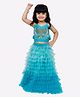 Elaisha Woven Sleeveless Butterfly Designed Sequins Embellished Lehenga & Choli Set - Blue