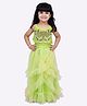 Elaisha Woven Sleeveless Beads & Sequins Embellished Butterfly Designed Lehenga Choli Set - Limegreen
