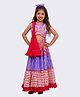 Elaisha Cotton Woven Sleeveless Abstract Printed Frill & Mirrorwork Detailed Lehenga Choli Set With Dupatta - Lavender & Pink