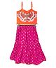 Twisha Woven Sleeveless Butterfly Designed Beads Embellished Top With Sharara Set - Orange & Pink