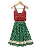 Twisha Cotton Woven Sleeveless Abstract Printed Frill Detailed Top With Lehenga Set - Pink & Green