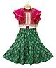 Twisha Brocade Woven Half Sleeves Lace Embellished Top & Sharara Set - Pink & Green