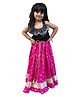 Twisha Woven Sleeveless Sequins Embellished Halter Neck Top With Lehenga Set - Black & Pink