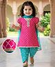 EARTHY TOUCH 100% Cotton Knit Half Sleeves Floral Printed Kurti Salwar Set With Dupatta - Pink