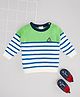 Pantaloons Baby Knit Full Sleeves Striped Hooded Sweater - Green