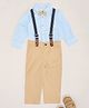 Pantaloons Baby Cotton Woven Full Sleeves Checked Shirt & Pant With Suspender & Bow - Blue