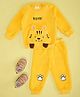 Pantaloons Baby Knit Full Sleeves Animal Designed Light Winter Sweatshirt & Joggers Set - Yellow