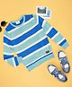 Pantaloons Junior Knit Full Sleeves Striped Sweater - Blue