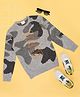 Pantaloons Junior Knit Full Sleeves Camouflage Designed  Sweater - Grey