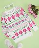 Pantaloons Junior Knit Full Sleeves Floral Designed Sweater - White