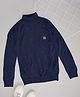 Pantaloons Junior Knit Full Sleeves Compass Patch Detailed Sweater - Navy Blue