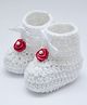 Love Crochet Art Flower Applique Booties - Pink