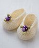 Love Crochet Art Booties With Flowers Design - Cream