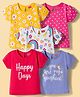 Babyhug Cotton Knit Half Sleeves T-Shirts with Floral & Hearts Graphics Pack of 5 - Multicolor