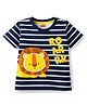 Babyhug Cotton Knit T-Shirt Half Sleeves Striped with Graphic Print Multi Color 6-9 Months