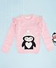 Pantaloons Junior Knit Full Sleeves Frill Detailed Penguin Applique Detailed Sweater - Pink