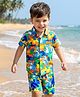 Babyhug Single Jersey Knit Half Sleeves Co-ords Shirt & Shorts Set with Dino Print - Multicolor