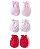 Babyhug 100% Cotton Knit Solid & Polka Dots Printed Mittens Pack Of 3 - Multicolour