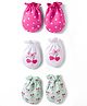 Babyhug 100% Cotton Mittens With Heart Print Pack of 3 - Multicolor
