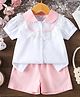 Mark & Mia Cotton Half Sleeves Solid Top & Shorts Set - Pink