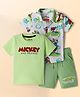 Babyhug Disney Single Jersey Knit Half Sleeves Shirt & Shorts Set With Mickey Mouse & Family Graphics & T-Shirt - Multicolor