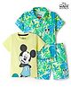 Babyhug Disney Single Jersey Knit Half Sleeves Shirt & Shorts Co-ord Set With T-Shirt & Mickey Mouse & Family Graphics - Multicolor