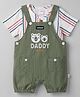 WOW Clothes Sinker Knit Dungaree & Half Sleeves Inner Tee with Bear Patch - Green