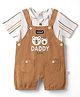 WOW Clothes Sinker Knit Dungaree & Half Sleeves Inner Tee with Bear Patch - Rust