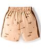 Tango Single Jersey Knit Above Knee Length Aeroplane Printed Shorts - Light Brown