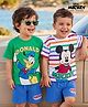 Babyhug Disney Single Jersey Knit Half Sleeve T-Shirt & Shorts Set With Mickey Mouse & Family Graphics Pack of 2 - Multicolour