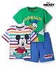 Babyhug Disney Single Jersey Knit Half Sleeve T-Shirt & Shorts Set With Mickey Mouse & Family Graphics Pack of 2 - Multicolour