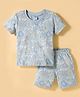 Tango Single Jersey Knit Half Sleeves Co-Ord T-Shirt & Shorts Set with Elephant Print - Blue