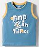 Tango Single Jersey Knit Sleeveless Text Printed Tank T-Shirt - Blue