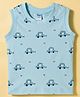 Tango Single Jersey Knit Sleeveless Puppy & Vehicles Printed Tank T-Shirt - Light Blue