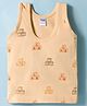 Tango Single Jersey Knit Sleeveless Vest with Alphabet Print - Light Brown