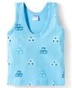 Tango Single Jersey Knit Sleeveless Vest with Alphabet Print - Blue