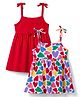 Babyhug Single Jersey Knit Sleeveless Frocks with Heart Print & Bow Applique Pack of 2 - Multicolor