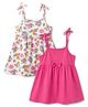 Babyhug 100% Cotton Knit Sleeveless Floral & Butterfly Printed Frocks With Bow Applique Pack Of 2 - Multicolor
