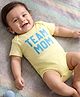 Babyhug 100% Cotton Knit Half Sleeves Text Printed Onesies - Yellow