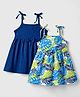 Babyhug 100% Cotton Knit Sleeveless Tropical Theme Printed Frocks With Bow Applique Pack Of 2 - Multicolor