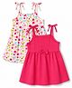 Babyhug Single Jersey Knit Sleeveless Solid & Polka Dots Printed Frocks with Bow Applique Pack of 2 - Red