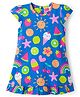 Babyhug Cotton Knit Half Sleeves Nighty with Tropical Theme Print - Blue