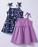 Babyhug 100% Cotton Knit Shoulder Strap Frocks With Bow Applique Pack Of 2 - Multicolor