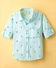 Rikidoos Cotton Woven Full Sleeves Nautical Theme Printed Shirt - Light Blue