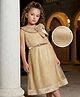 Hola Bonita Knit Mesh Foil With Corsage Sleeveless Party Dress With Belt - Beige