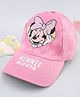 Babyhug Disney Cotton Woven Cap With Mickey Mouse Graphics Pink - Diameter 20 cm