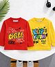 Googo Gaaga Cotton Knit Pack Of 2 Full Sleeves Chill & Keep It Fun Text Printed Tees - Red & Yellow