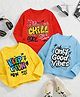 Googo Gaaga Cotton Knit Pack Of 3 Full Sleeves Keep It Fun Chill & Only Good Vibes Text Printed Tees - Yellow Red & Blue