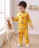 Babyhug Cotton Knit Full Sleeves Co-ords T-Shirt & Pajama Night Suit with Animal Print - Yellow