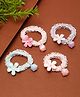 Stol'n Set of 4 Floral Applique Detailed Rubber Bands - Pink Purple & Blue